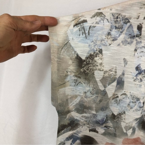 Chico’s Women’s Top Tunic Pleated High Low Floral Sheer Watercolor - Picture 5 of 9